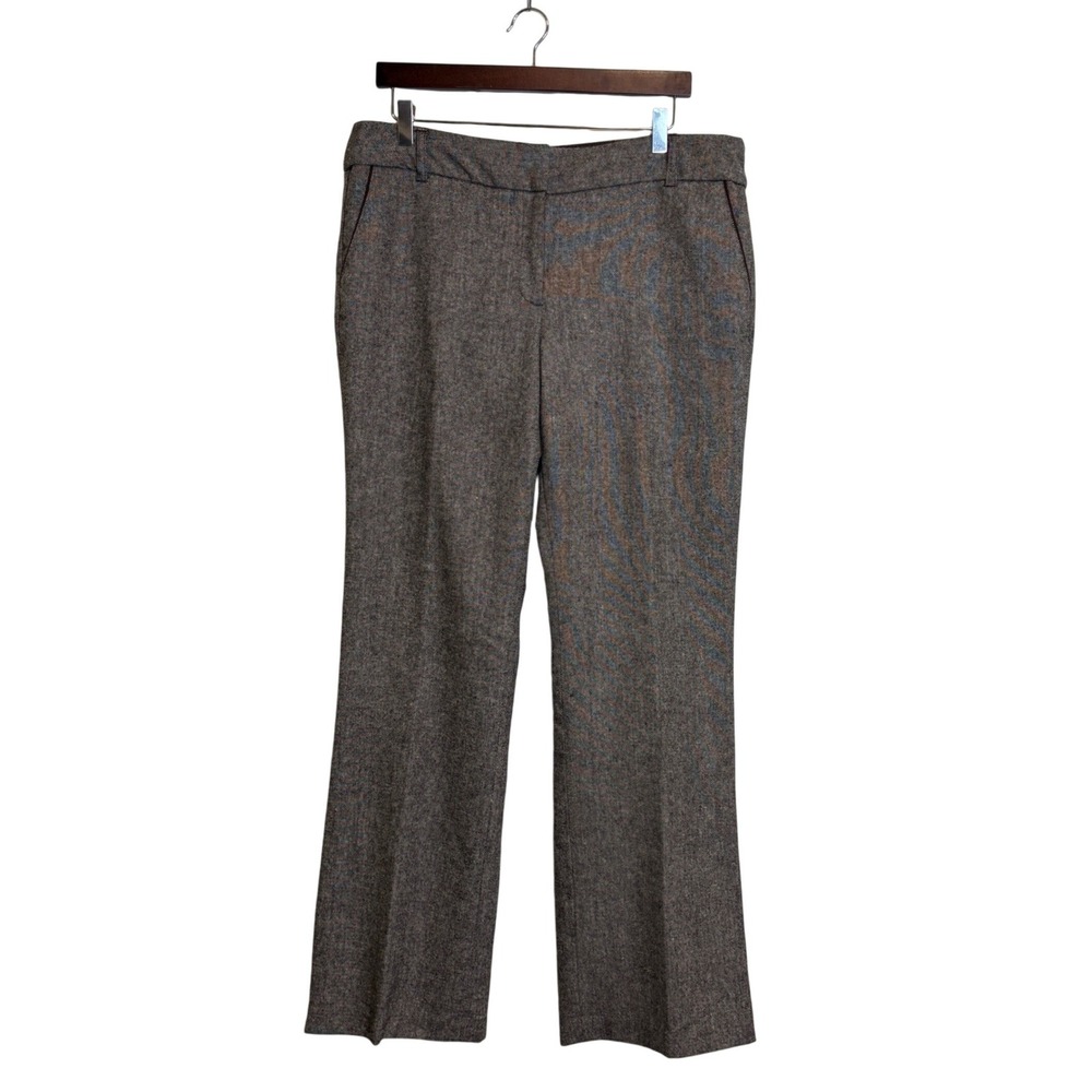Dalia Collection Trousers Women‎ 12 Brown Tweed Wool Blend Wide Leg Professional